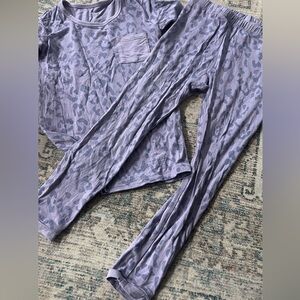 Kids Lavender Leopard Print Long Sleeve Pajama Set